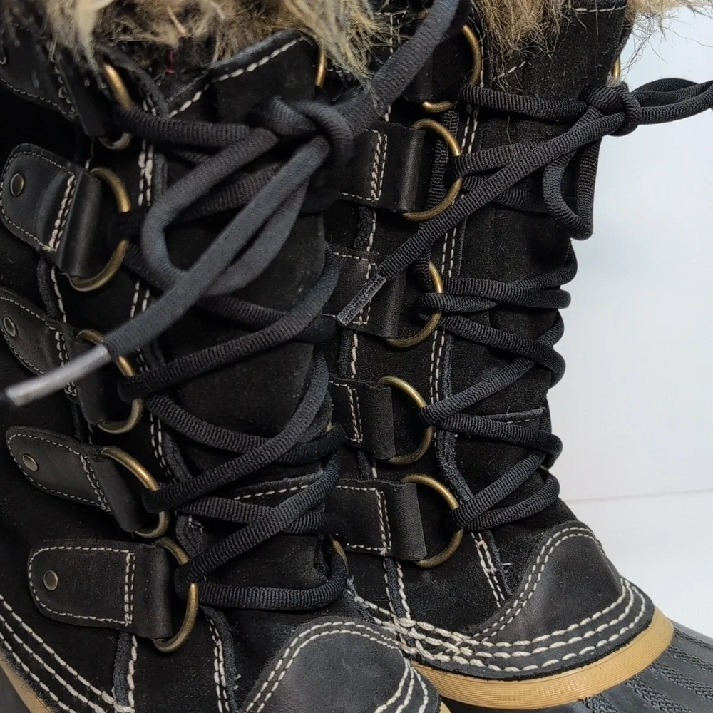 Sorel Joan of Arctic waterproof black suede winter boots womans size 9 EU 41.5